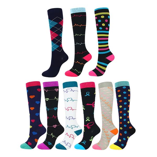 

sports compression socks men women knee high running socks support outdoor racing long pressure stockings, Black