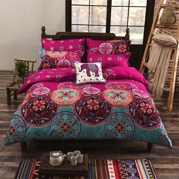 

bedding sets sheet pillowcase duvet cover sets soft polyester  king size traditional bohemian home textile bedroom 3/4 pcs
