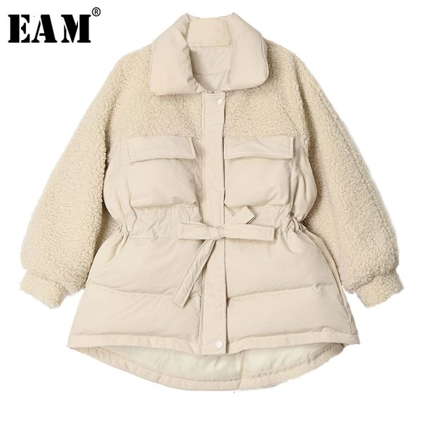 

eam] lambswool big size cotton-padded coat long sleeve loose fit women parkas fashion tide new autumn winter 2019 19a-a764, Black