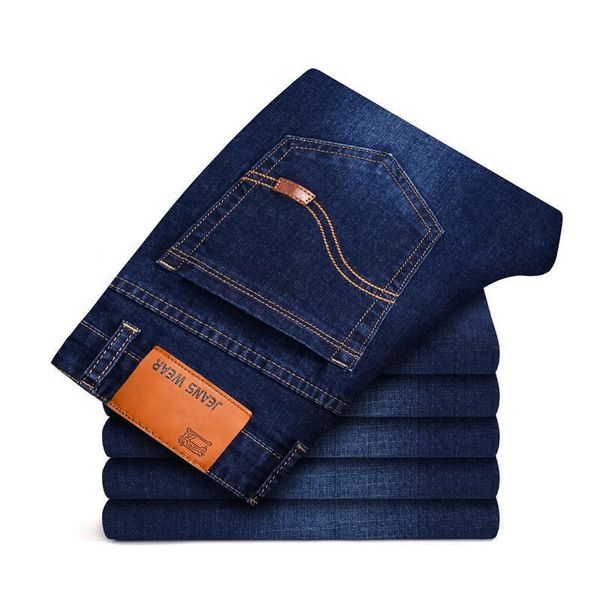 

autumn spring men casual biker denim jeans stretch denim pants solid slim fit jeans male street skinny pant, Blue