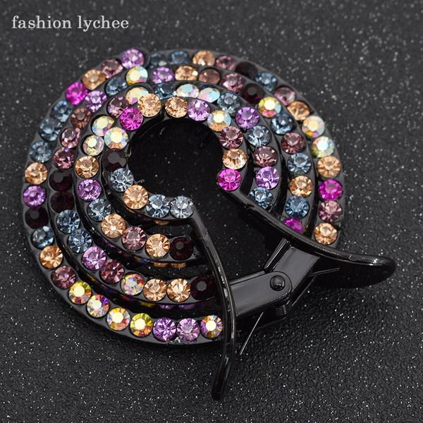 

fashion lychee multi color crystal rhinestone ponytail hair clip for women girl elegant hair fasten fashion jewelry, Golden;white