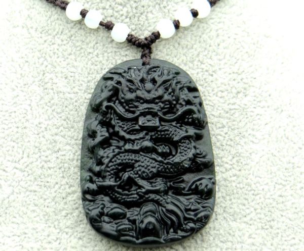 

wholesale natural stone quartz crystal chinese stone hand-carved amulet dragon pendant for diy jewelry making necklace a1, Silver