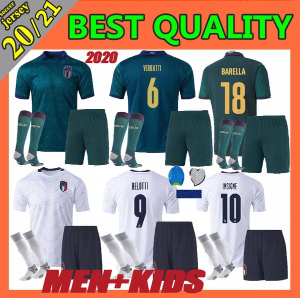 

european league 2019 2020 italy soccer jerseys 19 20 chiellini el shaarawy bonucci insigne bernardeschi football shirts kids men kit+sock, Black