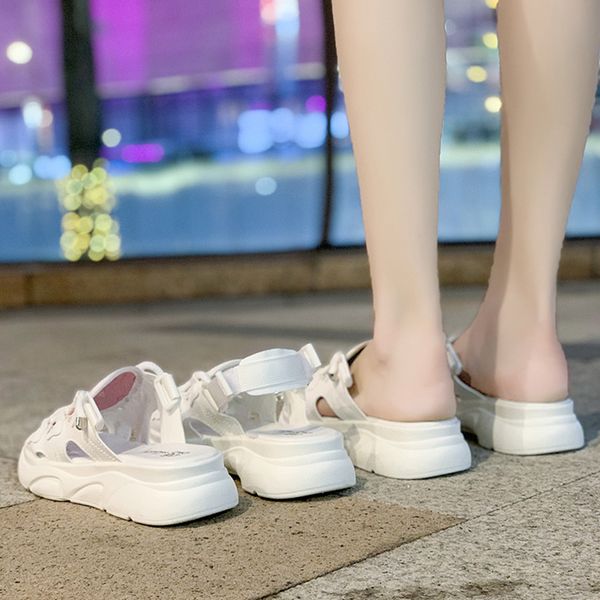 

house slippers platform female shoes loafers slides fashion med 2020 flat soft fabric scandals pu basic buckle strap, Black