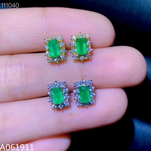 

kjjeaxcmy fine jewelry natural emerald 925 sterling silver women gemstone earrings new ear studs support test luxury, Golden;silver