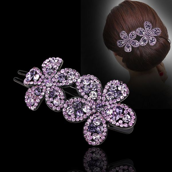 

hair accessories awaytr fashion flower rhinestone hairpin for women duckbill clip large disk hairclips ladies headdress daily girls headwear