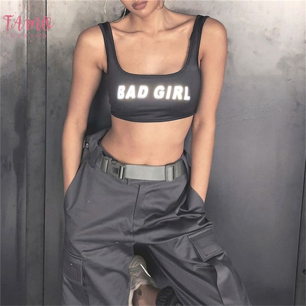 

женщины лето vest top letter printed sport fitness u образным вырезом без рукавов топы 3m reflection crop top drop доставка, White