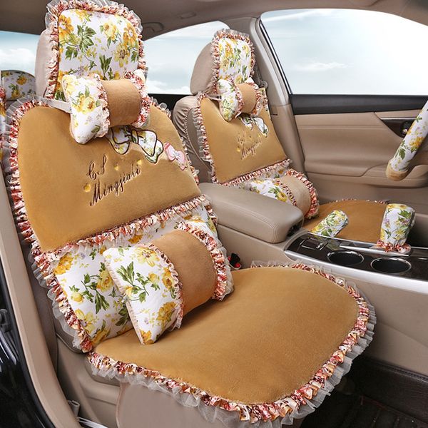 

winter warm universal fit car seat supports artificial plush seat covers cars seats cushion 11 pcs/set auto interior accessories