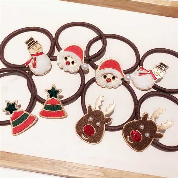 

1pcs fashion cute elk women elastic hair bands christmas gift scrunchy snowman headband ring girls hair accessories