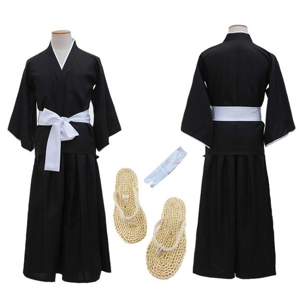 

унисекс аниме отбеливатель косплей ичиго куросаки банкай длинное кимоно человек японский традиционный ретро самурай юката комплект одежды, Red