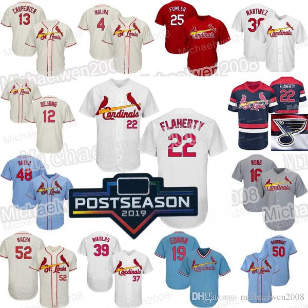 

22 jack flaherty t loui cardinal 2019 po t ea on jer ey paul dejong gold chmidt yadier molina matt carpenter fowler bader wong ozuna, Blue;black
