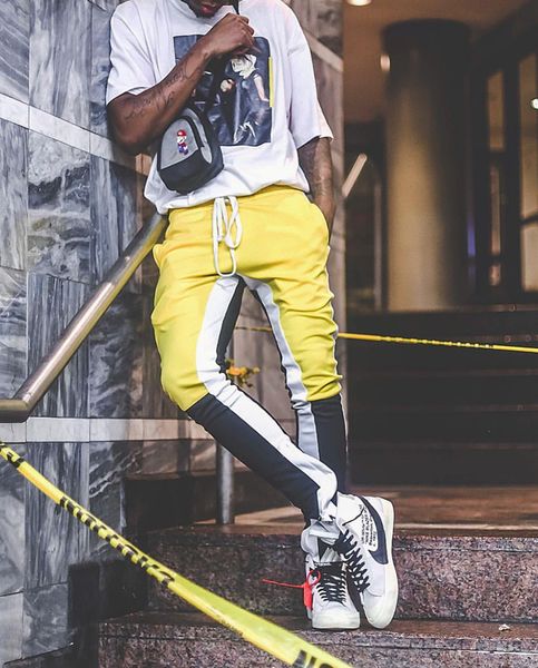 

personalized style multi-zip trousers men pants retro color matching zipper sports jogging bottoms casual for youth wrspf, Black