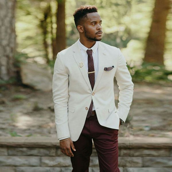 

summer beach men ivory suits for wedding groom tuxedo casual man blazer two piece(jacket+pants)costume homme custom made trajes de hombre, Black;gray