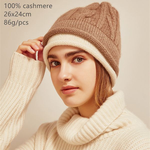 

naizaiga winter ladies warm 100% cashmere fake two hats bilateral twisted knit women hat ,sn267, Blue;gray