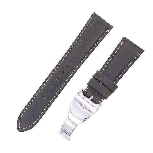 

20 22mm vintage color genuine leather replacement wrist watchband strap belt loops band bracelets, Black;brown