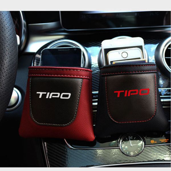 

clip on air outlet pu leather car air vent stow tidy storage bag car phone bag coin for tipo