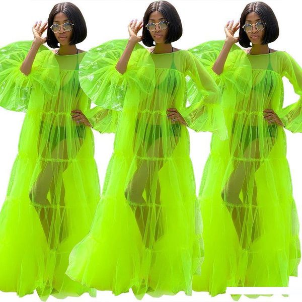 

beach dress tunic summer saida de praia plus size swimsuit cape swimsuits for women bathrobe long sleeve pleated skirt sexy, Blue;gray