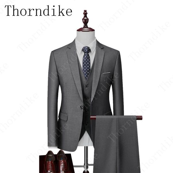 

thorndike formal business men suits with pants men's blazer wedding groom tuxedos (jacket+vest+pants) casual prom costume homme, White;black