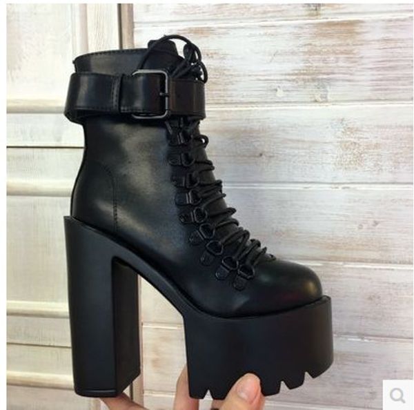 

women boots high heels shoes woman winter shoes luxury designer boots-women zipper platform booties ladies round toe, Black