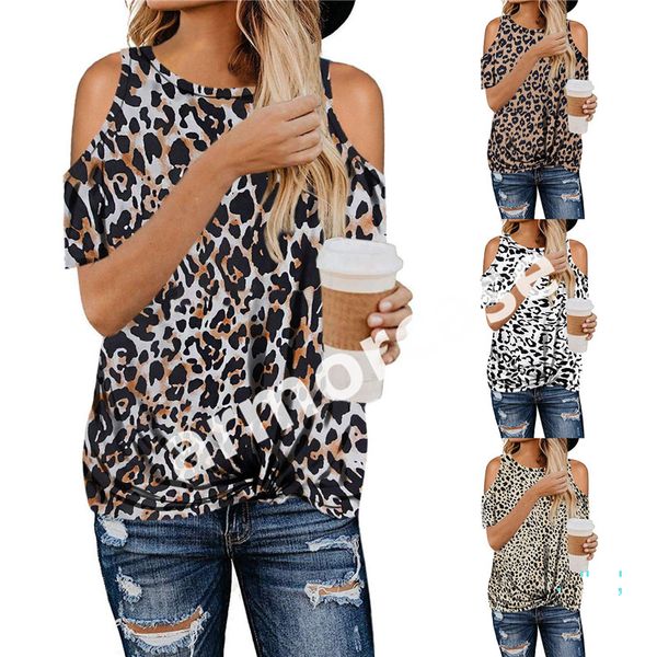 

women leopard t shirt zebra camouflage knot cross bows off shoulder tees female t-shirt twist knot blouse bare sleeve tshirt cz328, White