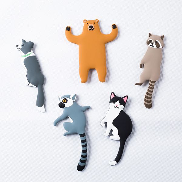 

new lovely multifunctional cartoon cat dog fridge magnet hook refrigerator sticker creative hooks