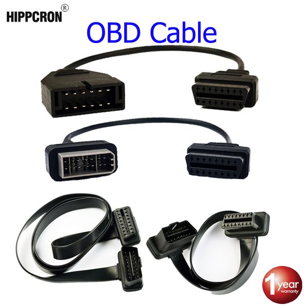 

obd extension cable flat thin as noodle 1m / 0.4m 100cm / 40cm length obd2 obdii auto 16pin elm327 male to female