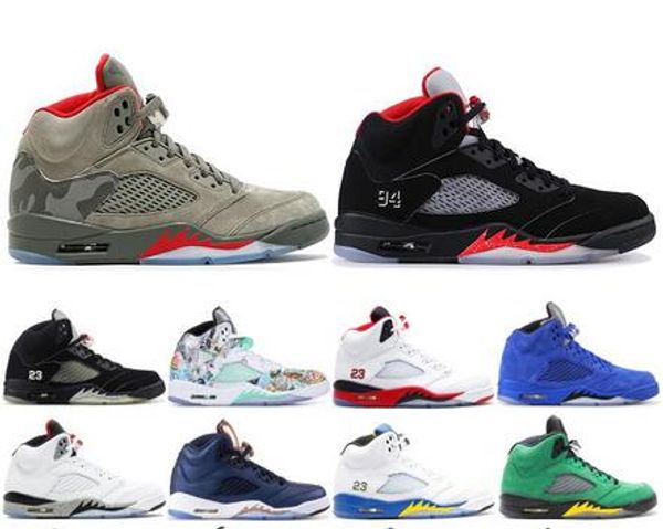 

mens 5 5s basketball shoes sneakers island green suede trophy room michigan wings olympic bred women 2020 new arrival chaussure luxury shoes