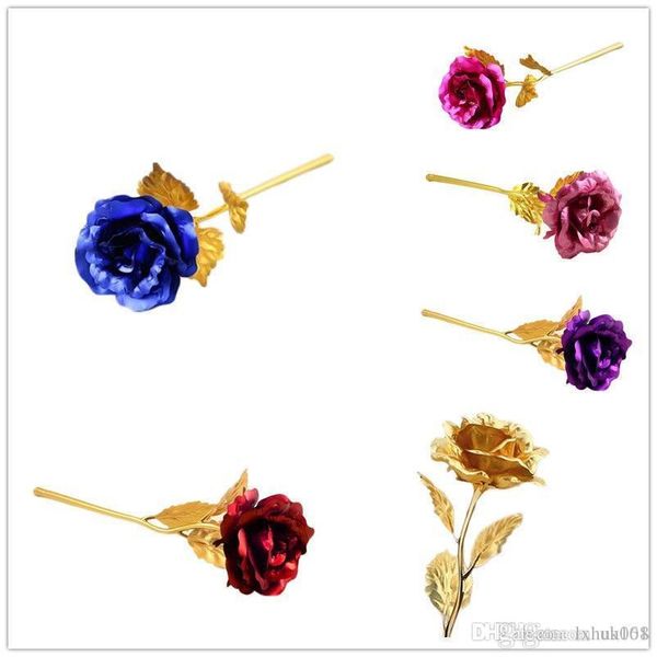 

kawaii 24k gold foil plated rose romantic valentine's day gift golden rose flower girlsfriend gift toy