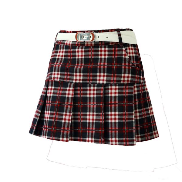 

women's golf skirt plaid skirt sports elastic dress pleated short golf clothes spring and autumn sports, Black;red
