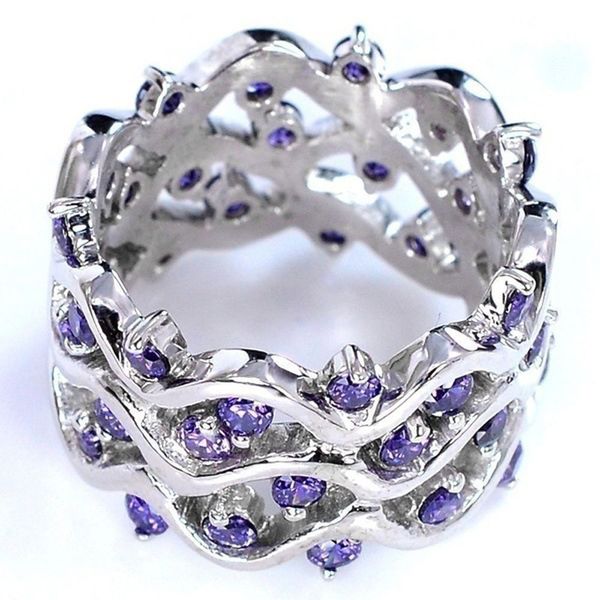 

retro geometric square rings for women trendy purple zircon women rings luxury chic engagement wedding bridal jewelry gifts anel, Silver