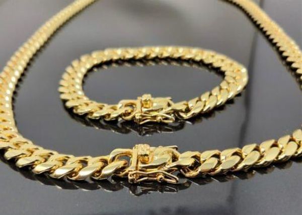 

Цепочка браслета звена кубинца Miami Mens 10mm УСТАНОВИЛА покрынную золотом нержавеющу