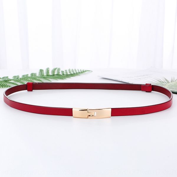 

2019 lady's with skirt decoration bride's women's belt buckle red thin belt leather leather leather, Black;brown