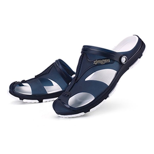 

мужчины сандалии летняя обувь сабо дышащие мягкие покрытием повседневный вьетнамки ванной тапочки открытый пляж сандалии обувь walking, Black