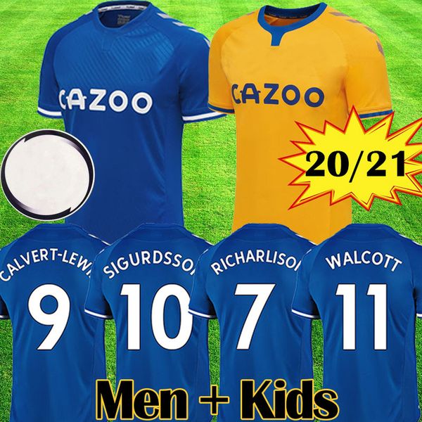 

new 20 21 soccer jersey richarlison kean sigurdsson football shirts 2020 2021 tosun walcott thailand equipment home away men + kids kits, Black;yellow