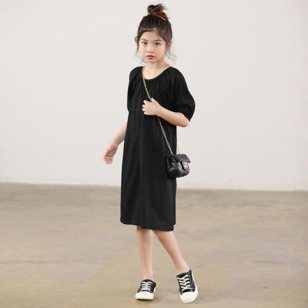 

new summer korean big girls leisure dress cotton kids girls dresses fashion elegant long style dress children clothing, Red;yellow
