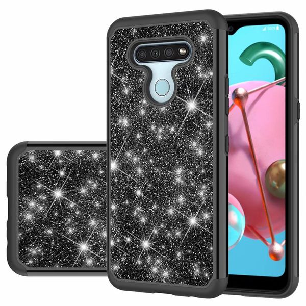 Glitter Sparkle Bling Brillante armatura dura per tutto il corpo Custodia protettiva per assorbimento degli urti per LG K51 K31 V40 V50 V60 G7 G8 Thinq K10 2018