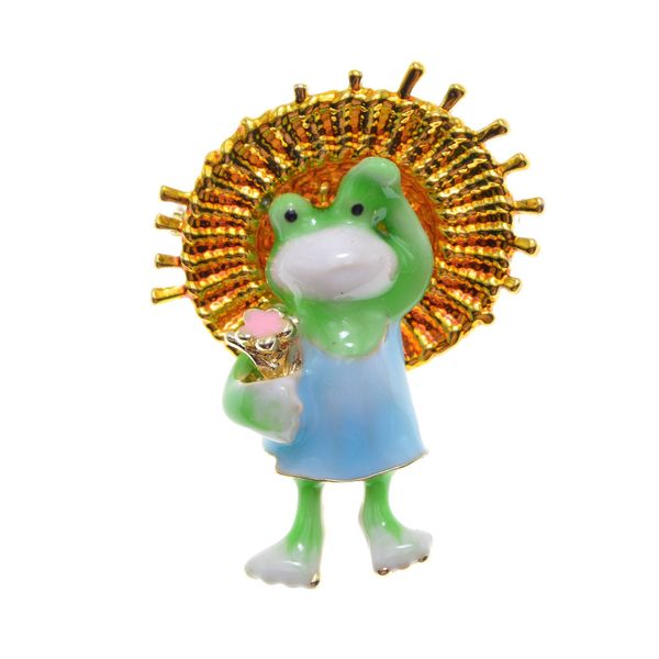 

young tulip new arrive cartoon style frog brooch cute aminal brooch enamel cute pins creative design corsage high quality, Gray