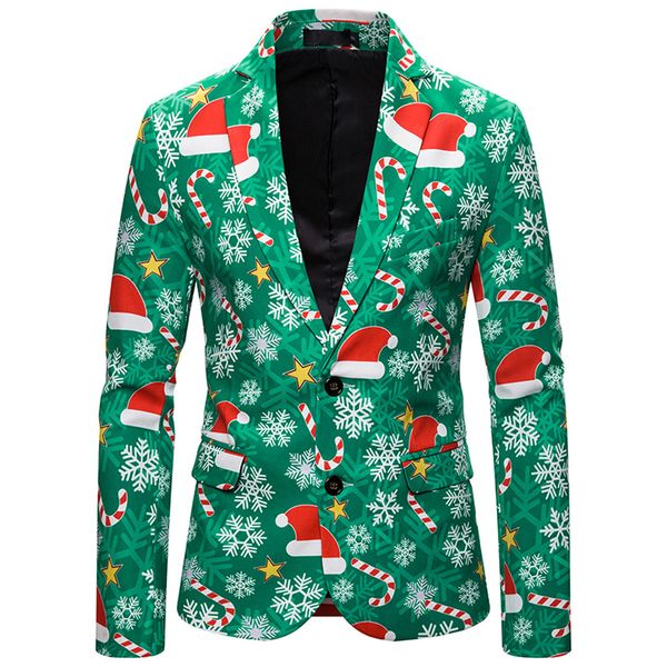 

christmas new men's fashion suit party coat casual slim fit blazer buttons suit 3dchristmas floral print painting blazers jacket, White;black