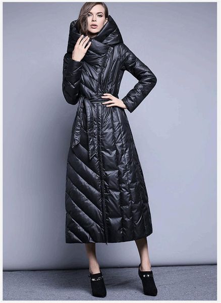 

down coat women winter long hooded ultra light down jacket plus size 7xl outwear warm oversize high quality, Black