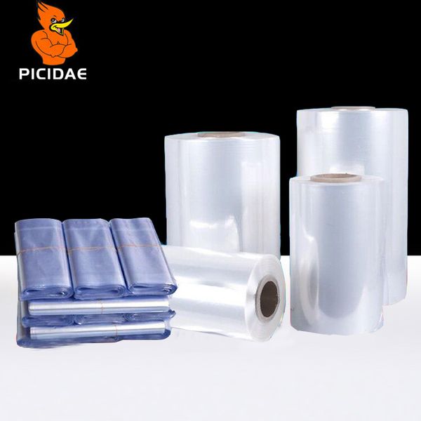 Bobina di pellicola termoretraibile in PVC da 6-33 cm Borsa per imballaggio cilindrica in plastica trasparente a doppio strato Necessità quotidiane Cancelleria Alimenti cosmetici