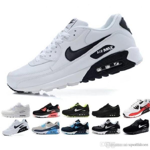 

Высокое качество Мужчины Женщины Повседневная Кроссовки Air Классический 90 Черный Белый Красный Поверхность дышащие Max 90s Кроссовки Кроссовки EUR36-45