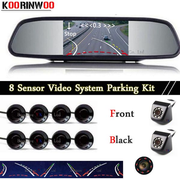 

koorinwoo car parktronic dynamic trajectory rear view camera monitor 800*480 front car parking sensors 8 buzzer black grey white
