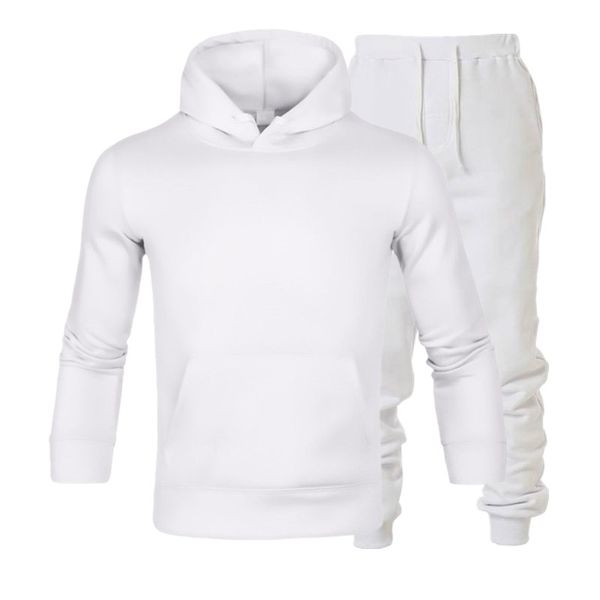 

модный бренд мужская спортивная одежда осень и зима теплые беговые хлопчатобумажные брюки сплошной цвет спортивный костюм толстовка костюм 2, Black