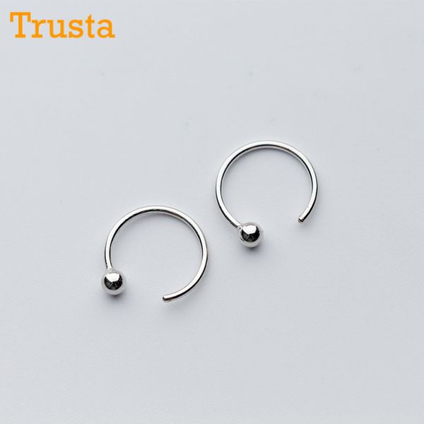 

trusta 2018 new women's fashion 100% 925 real sterling silver fashion tiny cute round beads stud earrings girls kids gift ds525, Golden;silver