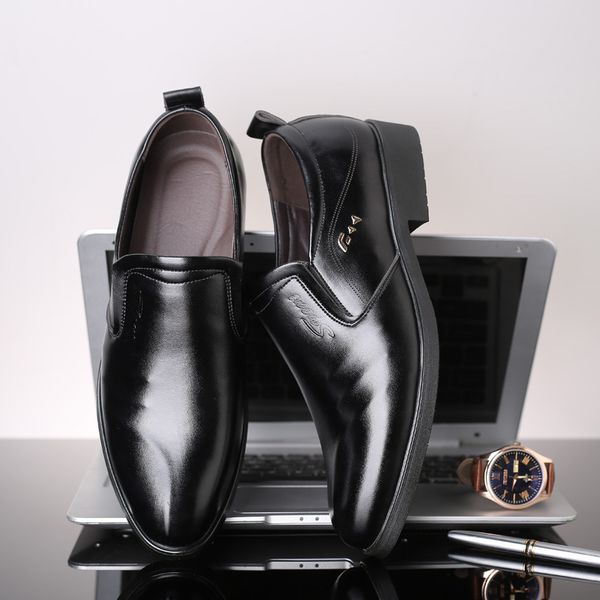 

2020 new spring mens formal business large size leather shoes british cross-border fashion mens shoes, Black