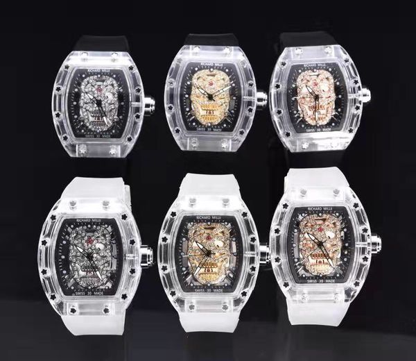 

Престижное RM 052 Высококачественные мужские часы Top Brand Мода Дата Skeleton Rubber Часы для