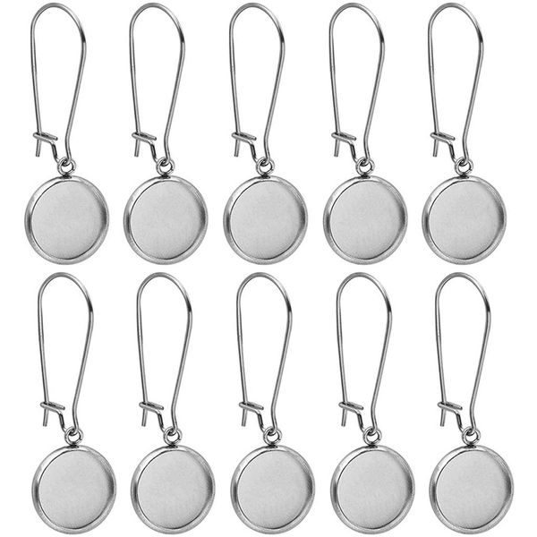 

50pcs earring bezel cabochon earring settings 12mm ear wire hooks blanks for jewelry making findings diy crafts, Blue;slivery