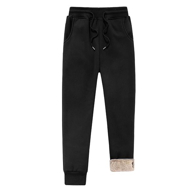 

selling mens athletic pants fleece lined thick trousers casual loose warm joggers for winter -b5, Black