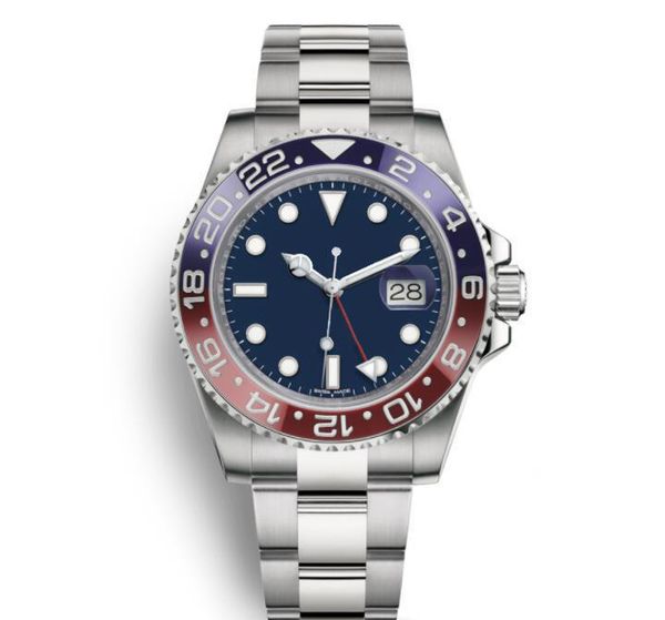 

мужские часы Men Pepsi GMT Синяя красная керамическая рамка Автоматический ремешок из