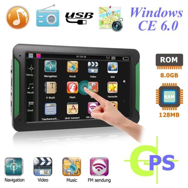 

7 inch car gps navigator fm transmitter suppor car gps navigator 2018 latest map mp3/mp4 players mstar 800mhz 8gb
